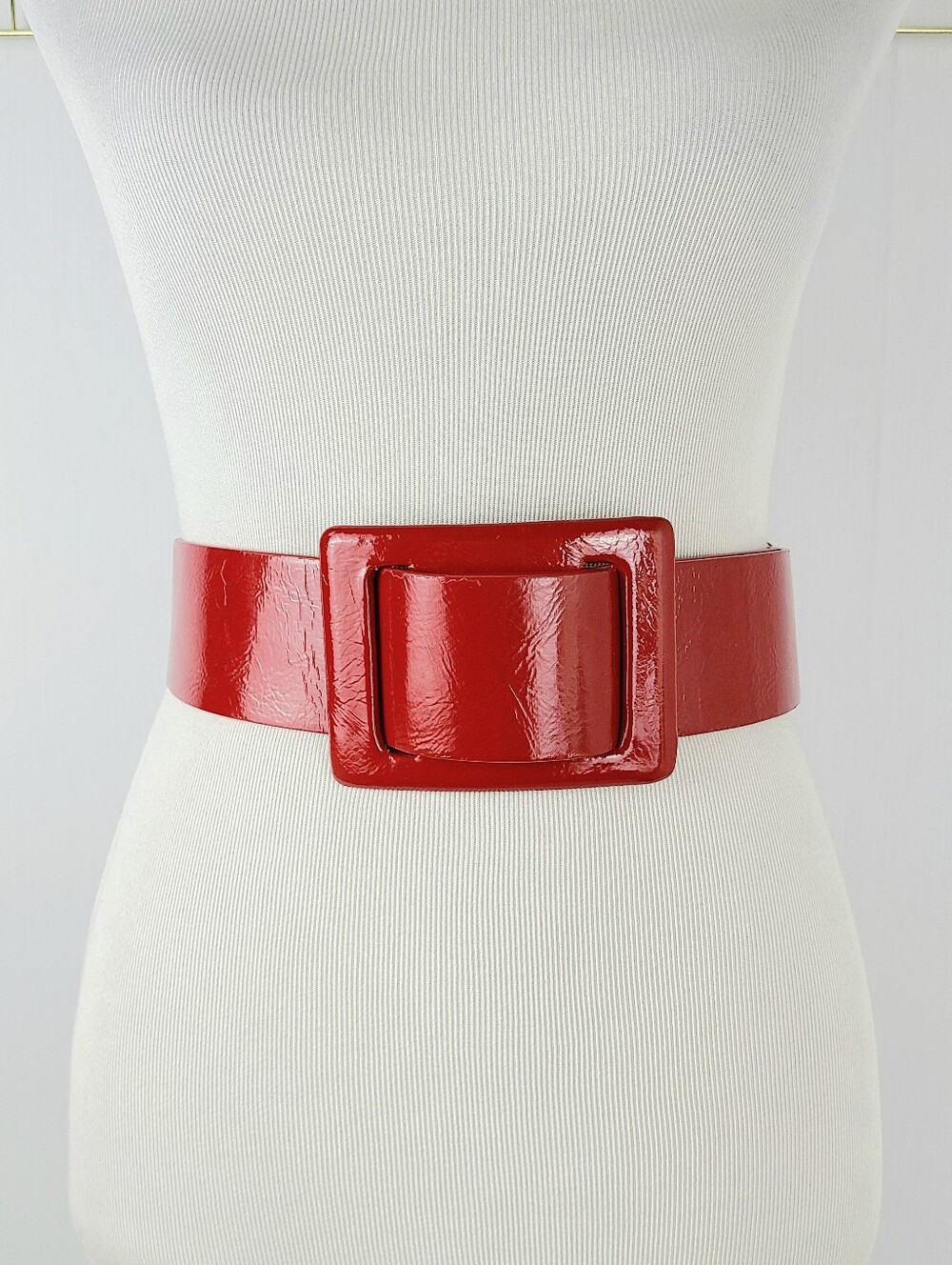 Betsey Johnson Cherry Red Oversized Wide Patent Vegan Leather Belt